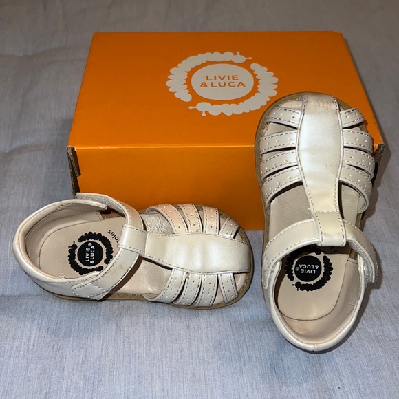 Shoes Livie And Luca Baby Girl White Pearl Leather Sandals Size 5 Gently Used In Box Poshmark